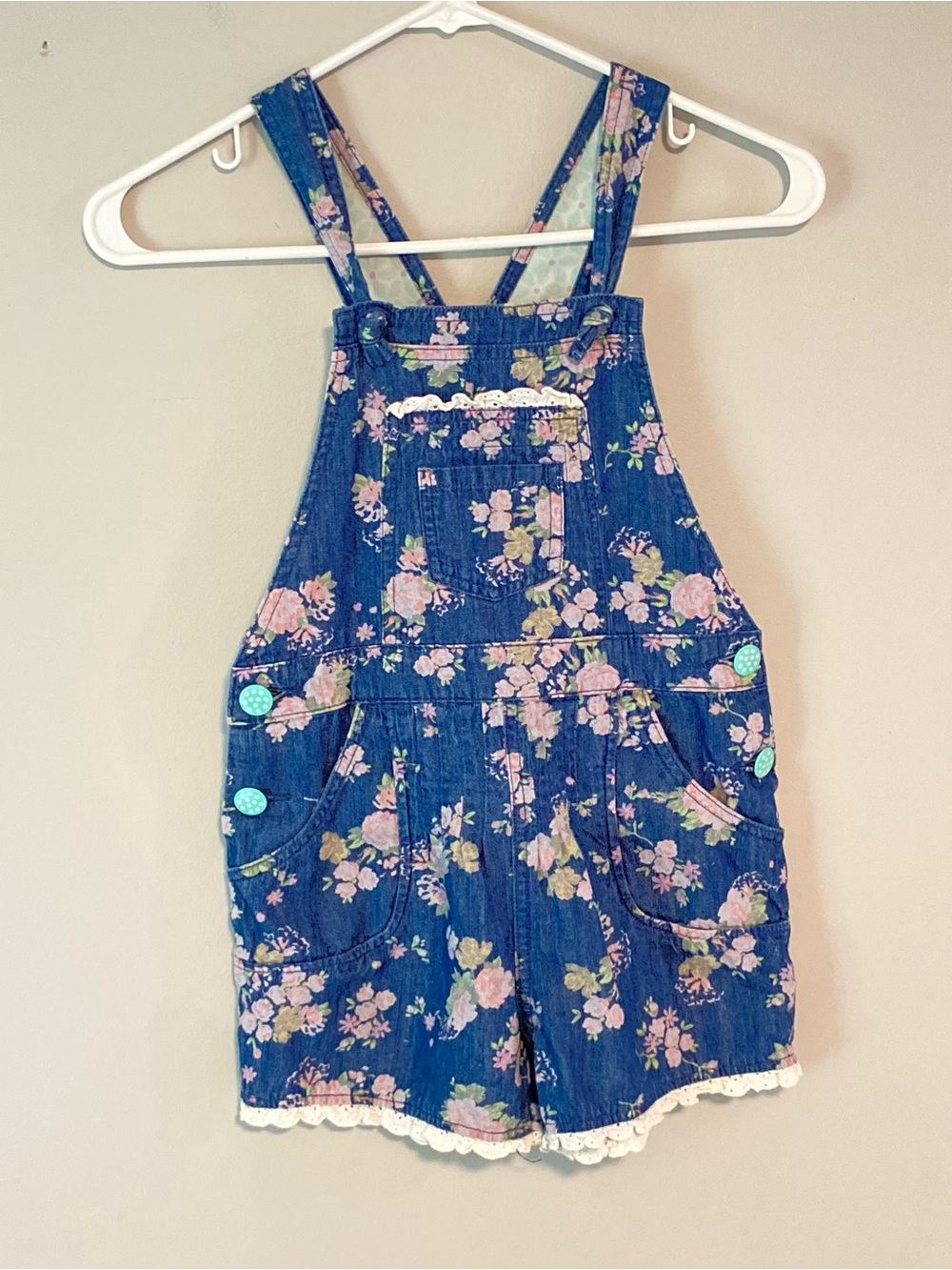 Matilda Jane Girls Denim Floral Playground Romper - Sz 8 - Adventure Begins